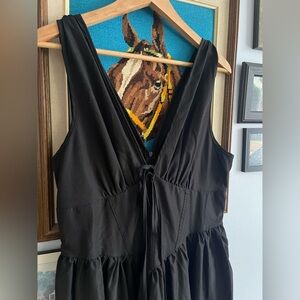 Black Sleeveless Dress with Tie Front